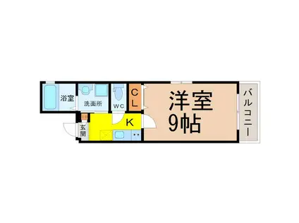 ヴァンクール御器所(1K/3階)の間取り写真