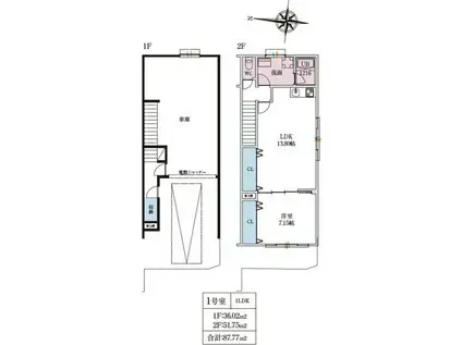 WORKINGBASE伊丹ウエスト(1LDK/1階)の間取り写真