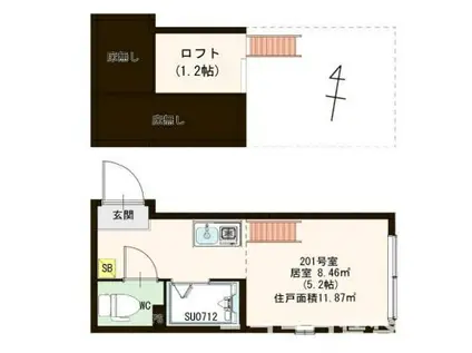 ハーモニーテラス西ヶ原II(ワンルーム/2階)の間取り写真