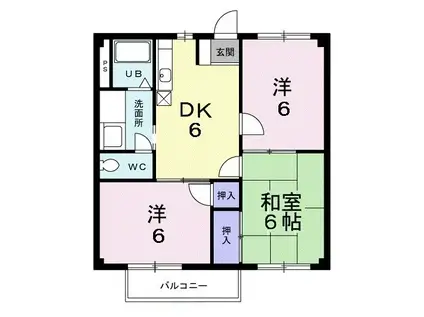 アクティブ中里A(3DK/1階)の間取り写真