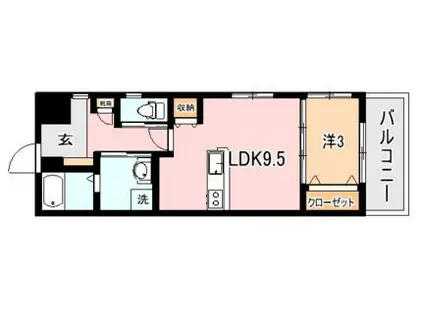 エルシオン騎射場(1LDK/2階)の間取り写真