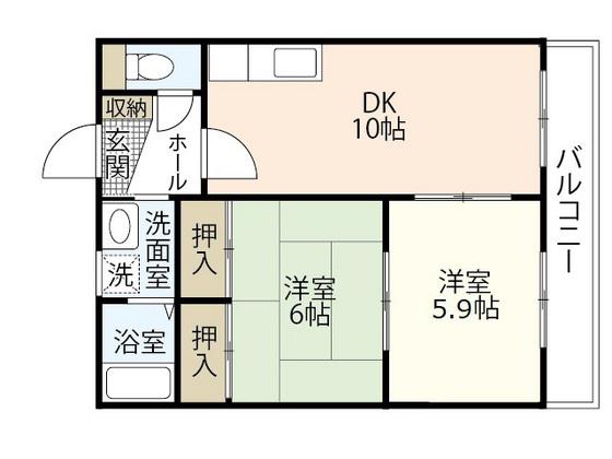 アセント宇品M1(2LDK/4階)の間取り写真