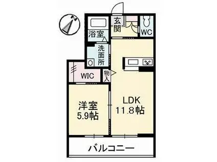 シャーメゾンアレーズ(1LDK/1階)の間取り写真