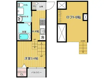 サンエイカーサ西嶋(1K/2階)の間取り写真