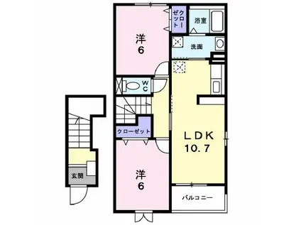 ジャン・ピュールVI(2LDK/2階)の間取り写真