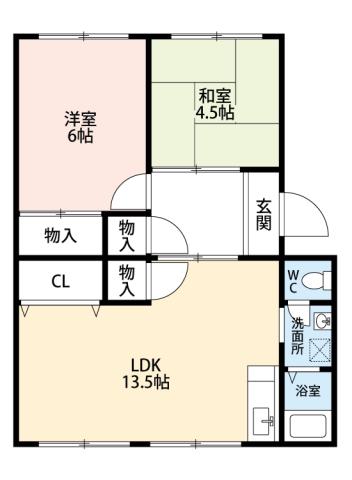 ハイツルミナス(2LDK/4階)の間取り写真