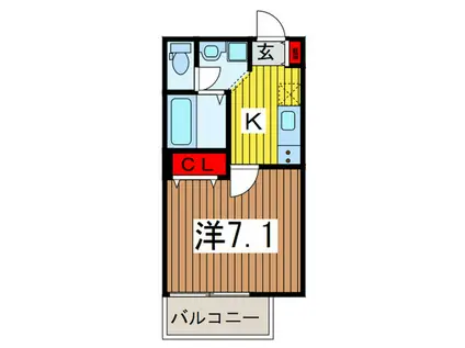 ヒルズ浦和(1K/3階)の間取り写真