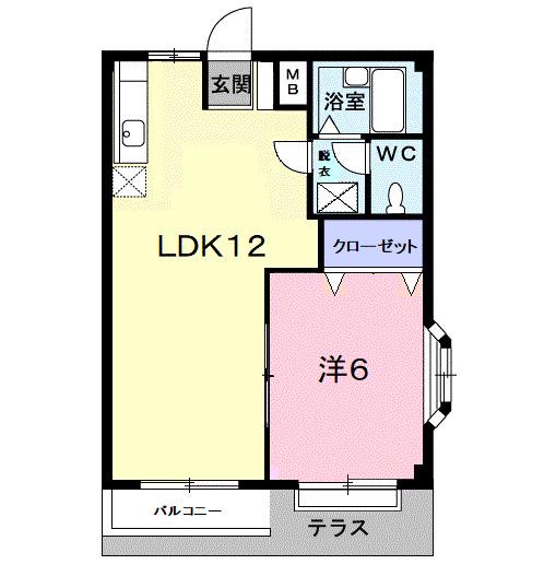 エルディム川西(1LDK/1階)の間取り写真