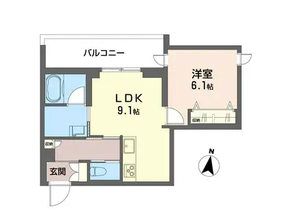 通町グランデ(1LDK/2階)の間取り写真