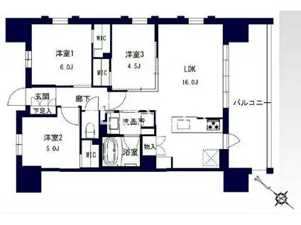 センチュリー千葉みなと(3LDK/6階)の間取り写真