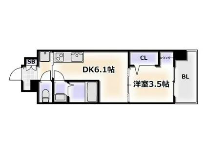 DIMORA難波(1DK/7階)の間取り写真