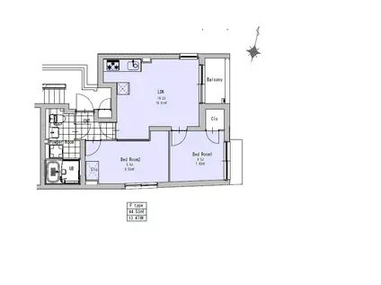 EXAM祐天寺(2LDK/3階)の間取り写真
