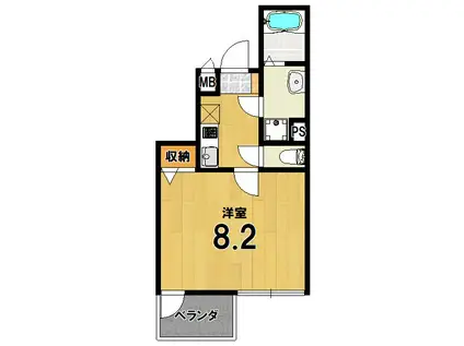 グランデコート御薗橋(1K/3階)の間取り写真