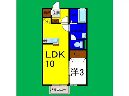 ルピナ A棟(1LDK/1階)の間取り写真