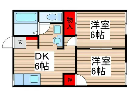 コーポ松南(2DK/1階)の間取り写真