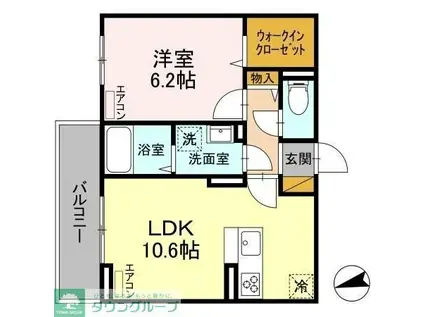 D-ROOM弁天3丁目(1LDK/3階)の間取り写真