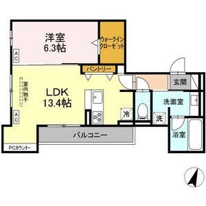 ビスタレイルウェイ八田(1LDK/2階)の間取り写真