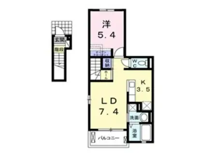 コントレイル(1LDK/2階)の間取り写真