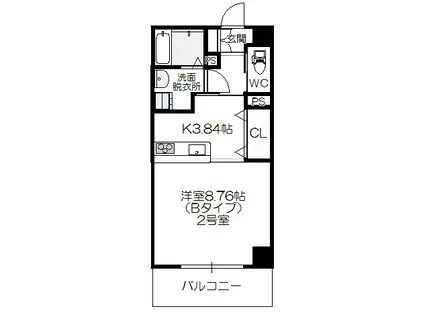SOUEN楽々園駅前ビル(1K/4階)の間取り写真
