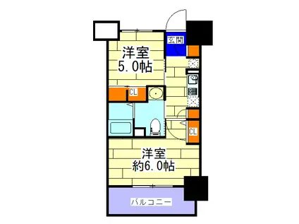 エステムプラザ大阪城パークフロント(2K/12階)の間取り写真