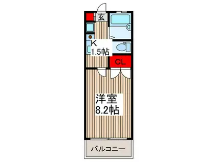 グランヴィル(1K/1階)の間取り写真