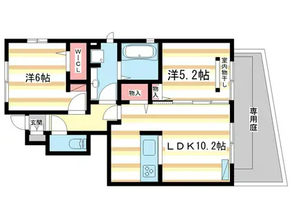 ヴォラーレ(2LDK/1階)の間取り写真