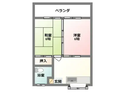百々歳アパート(2DK/2階)の間取り写真