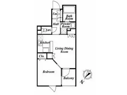 シンシアユキガヤバウ(1LDK/4階)の間取り写真