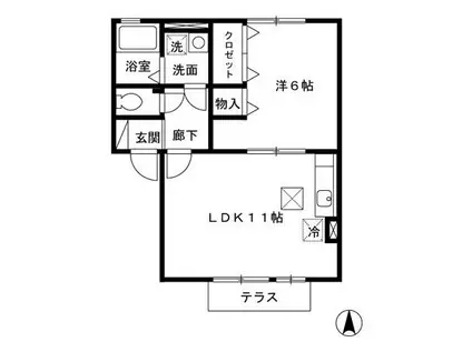 ファシネプレジオ(1LDK/1階)の間取り写真