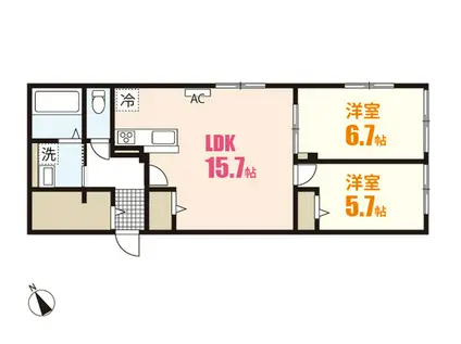 フローラルコートK(2LDK/1階)の間取り写真