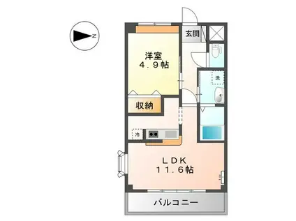 ブルーグランド竜王(1LDK/2階)の間取り写真