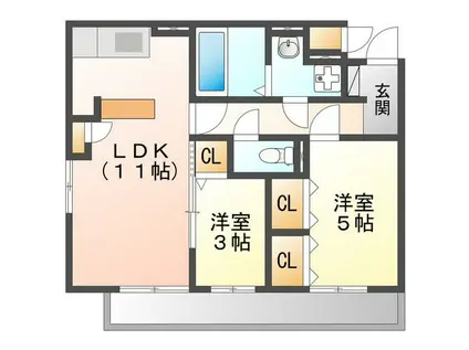 MAISONCALME(2LDK/2階)の間取り写真