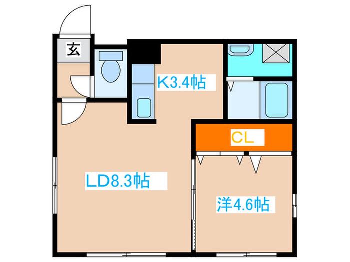 ウィスタリア山鼻(1LDK/4階)の間取り写真