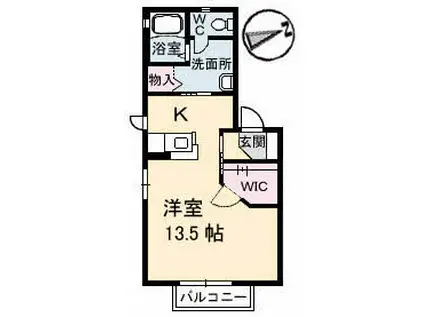 ROSEGARDENC棟(1K/2階)の間取り写真