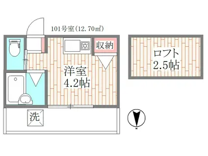 ソレイユ武蔵小金井(ワンルーム/1階)の間取り写真