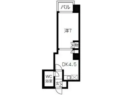 ライオンズマンション四ツ橋(1DK/5階)の間取り写真