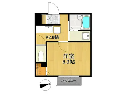 レジデンス711(1K/2階)の間取り写真