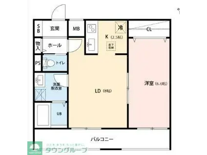リーブルファイン風渡野(1LDK/1階)の間取り写真