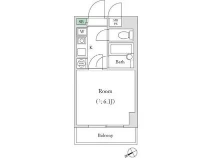 ワコーレ八幡山(1K/7階)の間取り写真