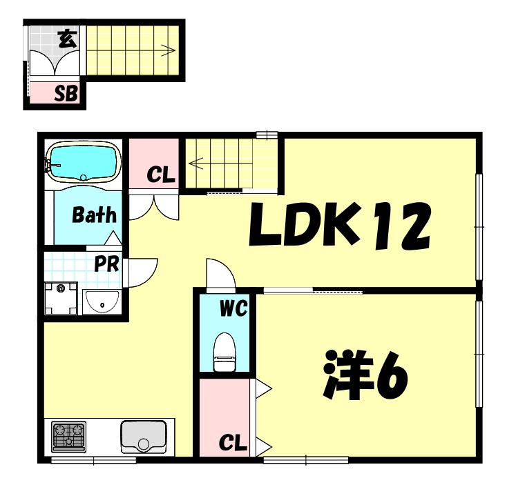 トカーナくすのき(1LDK/2階)の間取り写真