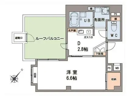 ラグラシューズ相模大野(1K/7階)の間取り写真
