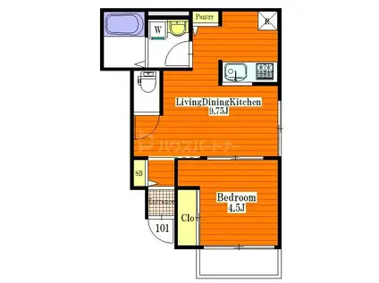 ルアナハウス(1LDK/1階)の間取り写真
