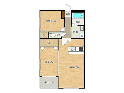 APPLAUSE KIFUNE (2LDK/4階)の間取り写真