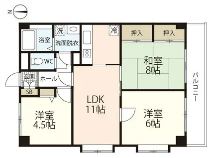 繁美ビル(3LDK/2階)の間取り写真