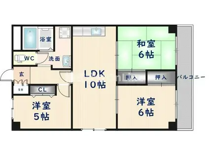 シャトーJOTA(3LDK/5階)の間取り写真