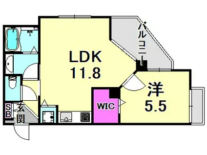 阪急神戸線 西宮北口駅 徒歩3分 3階建 築24年(1LDK/1階)の間取り写真