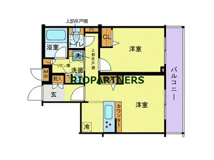 トーシンフェニックス牛込神楽坂(1DK/4階)の間取り写真