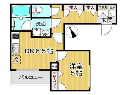 グリーチネ(1DK/2階)の間取り写真