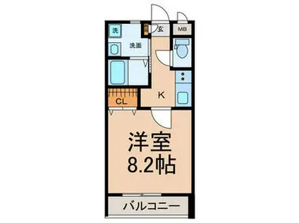 横峯ヒルズB棟(1K/2階)の間取り写真