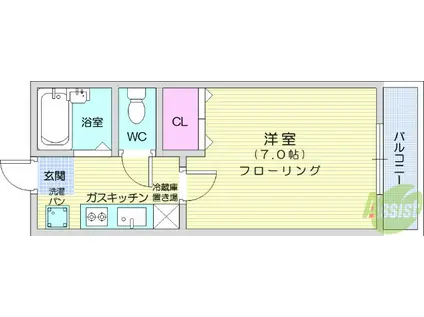 ハウス和輿(1K/4階)の間取り写真